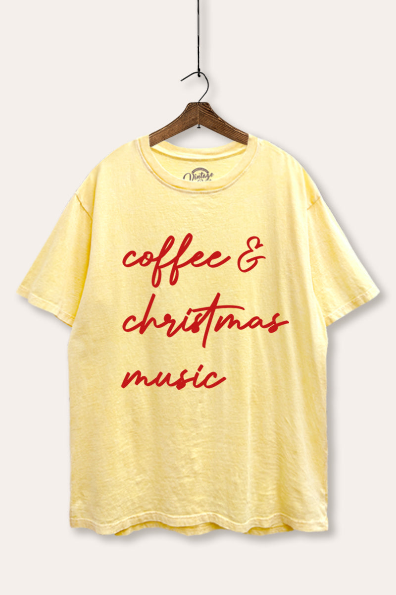 "coffee & christmas music" typography tie dye boxy tee