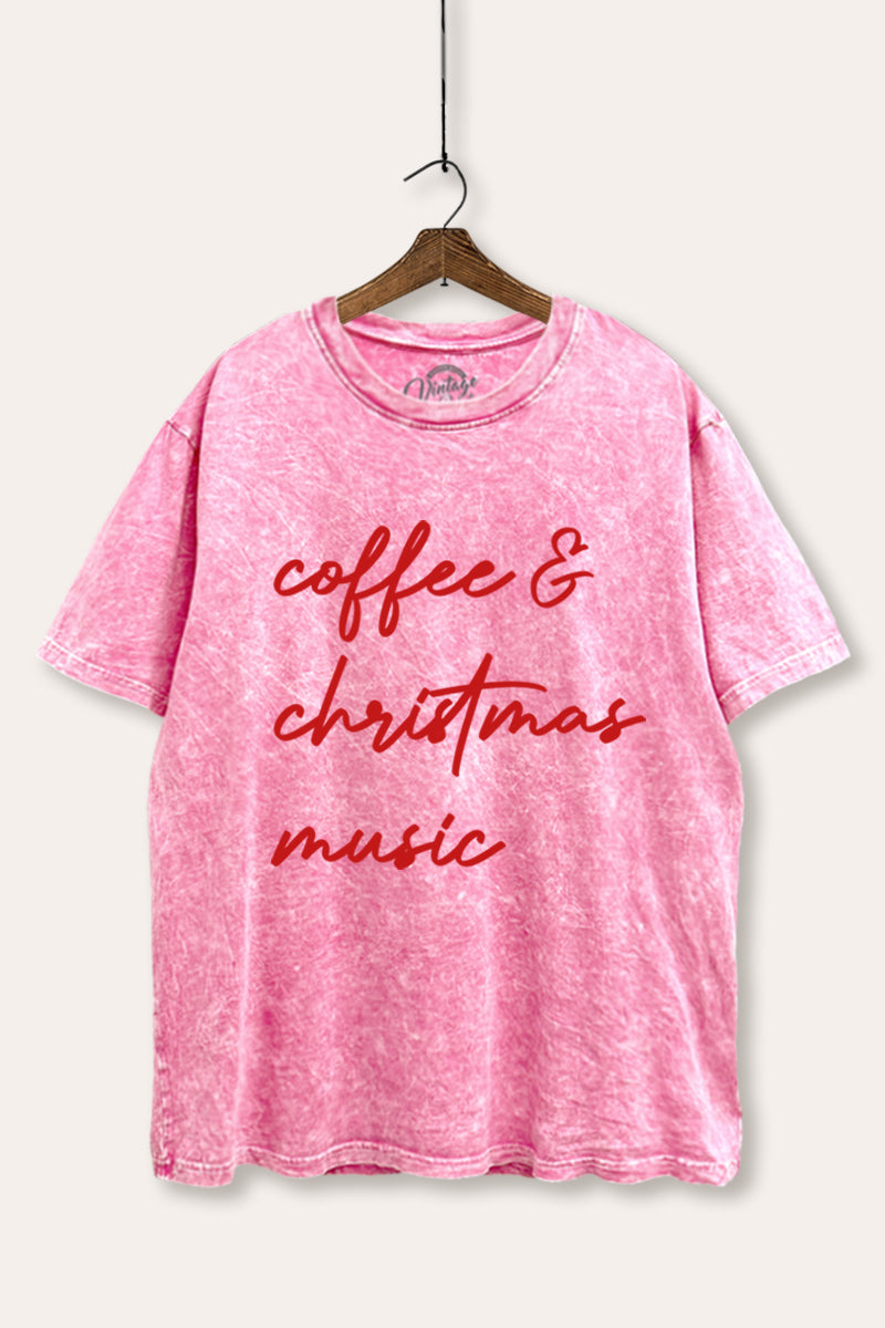 "coffee & christmas music" typography tie dye boxy tee