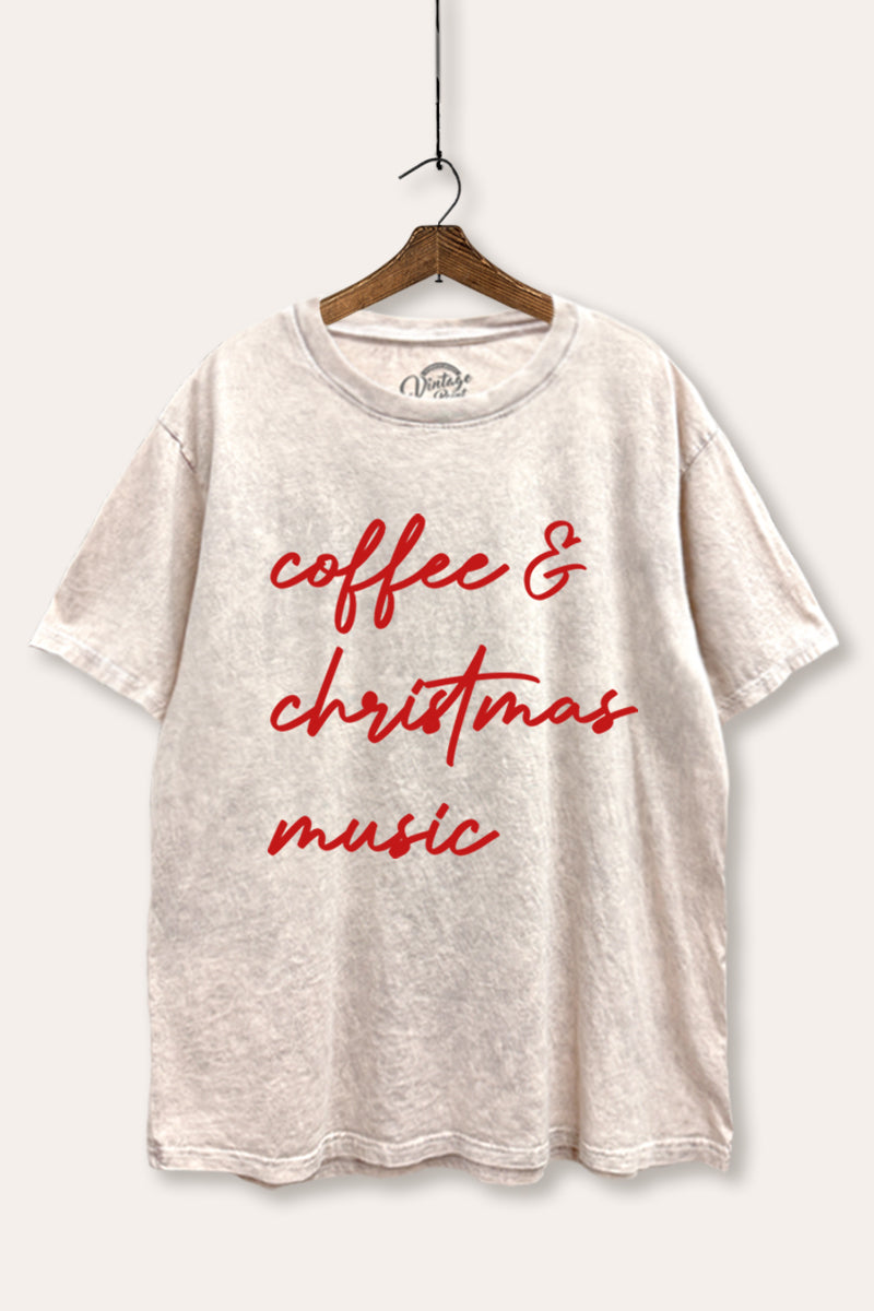 "coffee & christmas music" typography tie dye boxy tee