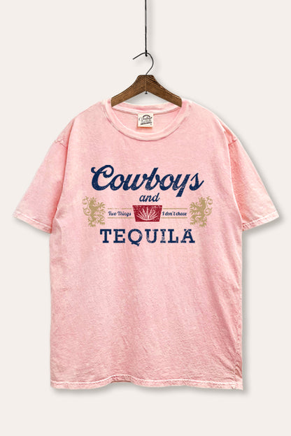 Cowboys & Tequila Western Graphic Mineral Wash Boxy Tee