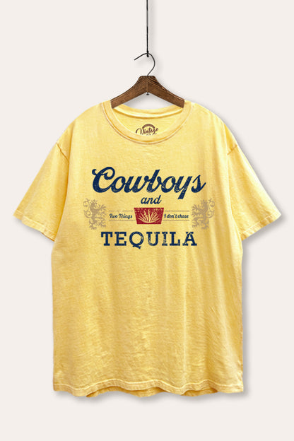 Cowboys & Tequila Western Graphic Mineral Wash Boxy Tee