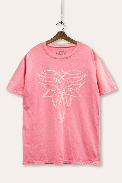 Western Boots Toe Stitch Graphic Mineral Wash Boxy Tee