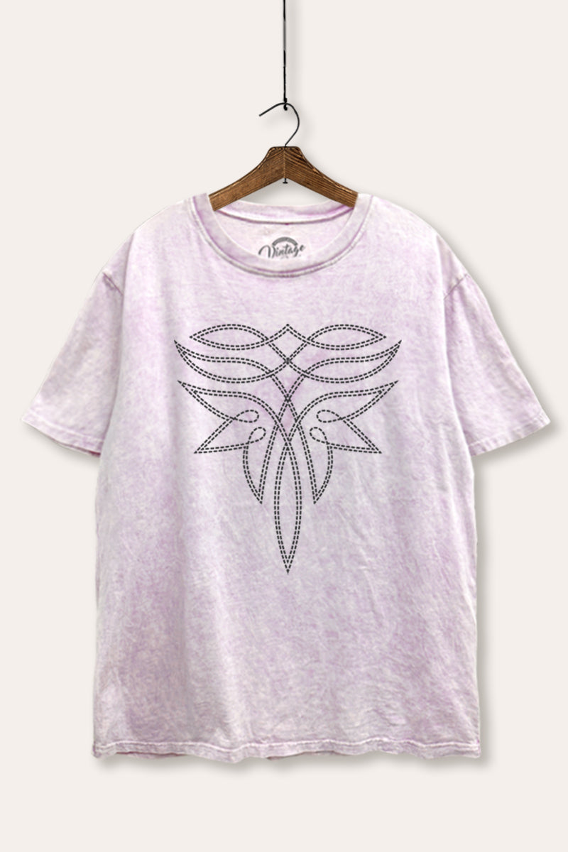 western cowboy boots toe stitch graphic tie dye mineral boxy tee
