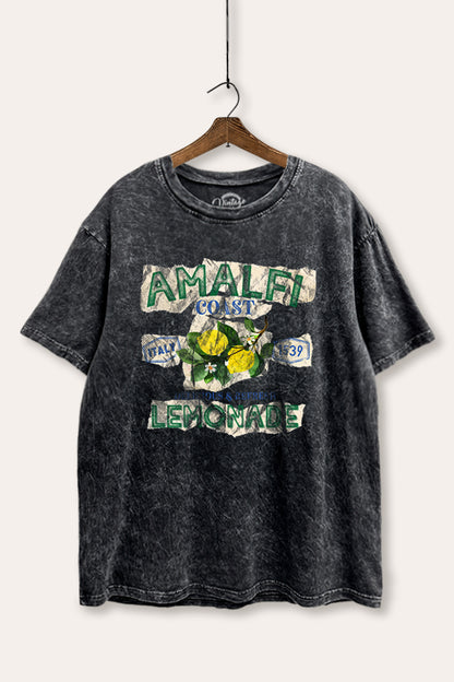 Amalfi Coast Lemon Fruit Graphic Mineral Wash Boxy Tee