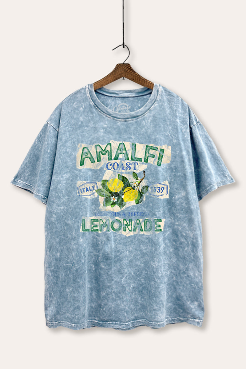 "amalfi coast lemonade" tie dye mineral wash boxy graphic tee