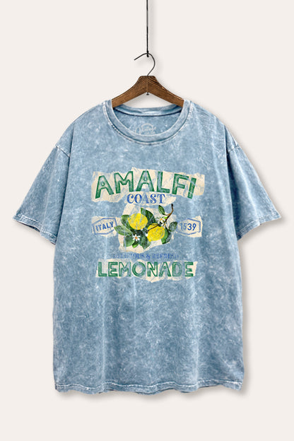 Amalfi Coast Lemon Fruit Graphic Mineral Wash Boxy Tee