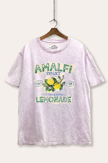 Amalfi Coast Lemon Fruit Graphic Mineral Wash Boxy Tee