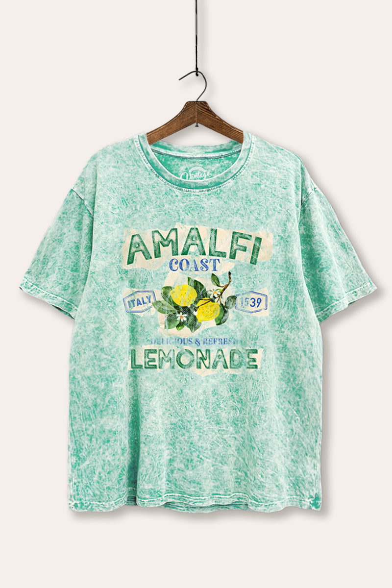 "amalfi coast lemonade" tie dye mineral wash boxy graphic tee
