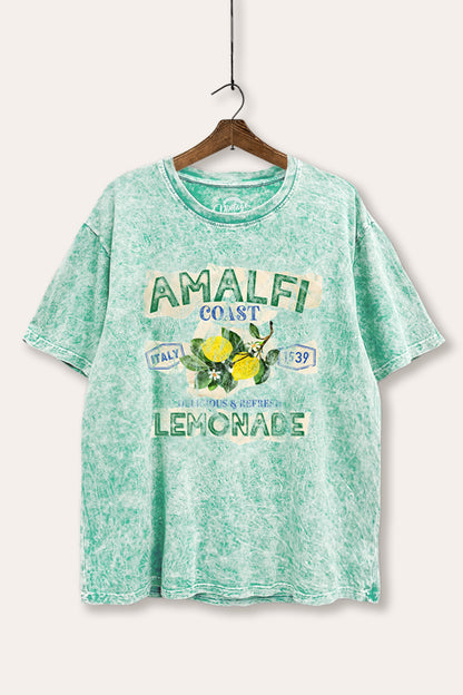 Amalfi Coast Lemon Fruit Graphic Mineral Wash Boxy Tee