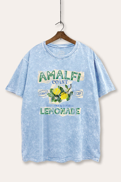 Amalfi Coast Lemon Fruit Graphic Mineral Wash Boxy Tee