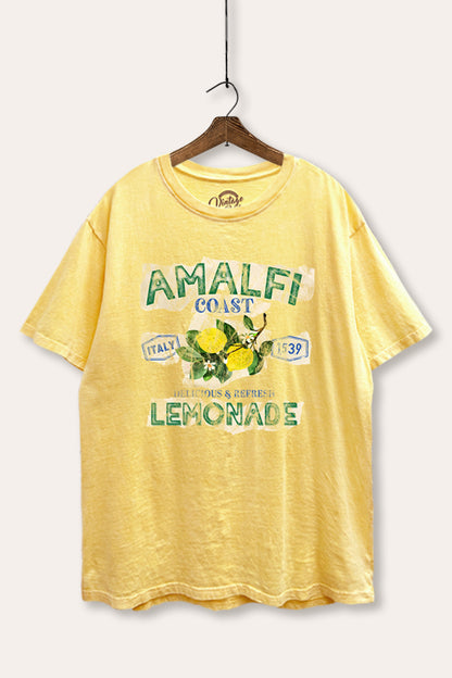 Amalfi Coast Lemon Fruit Graphic Mineral Wash Boxy Tee