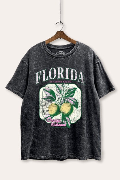 Florida Oranges Fruit Graphic Mineral Wash Boxy Tee