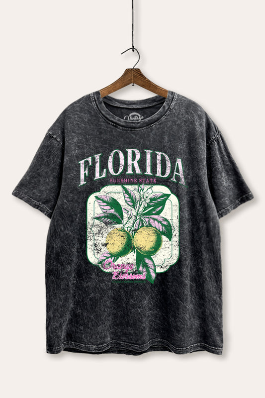Florida Oranges Fruit Graphic Mineral Wash Boxy Tee
