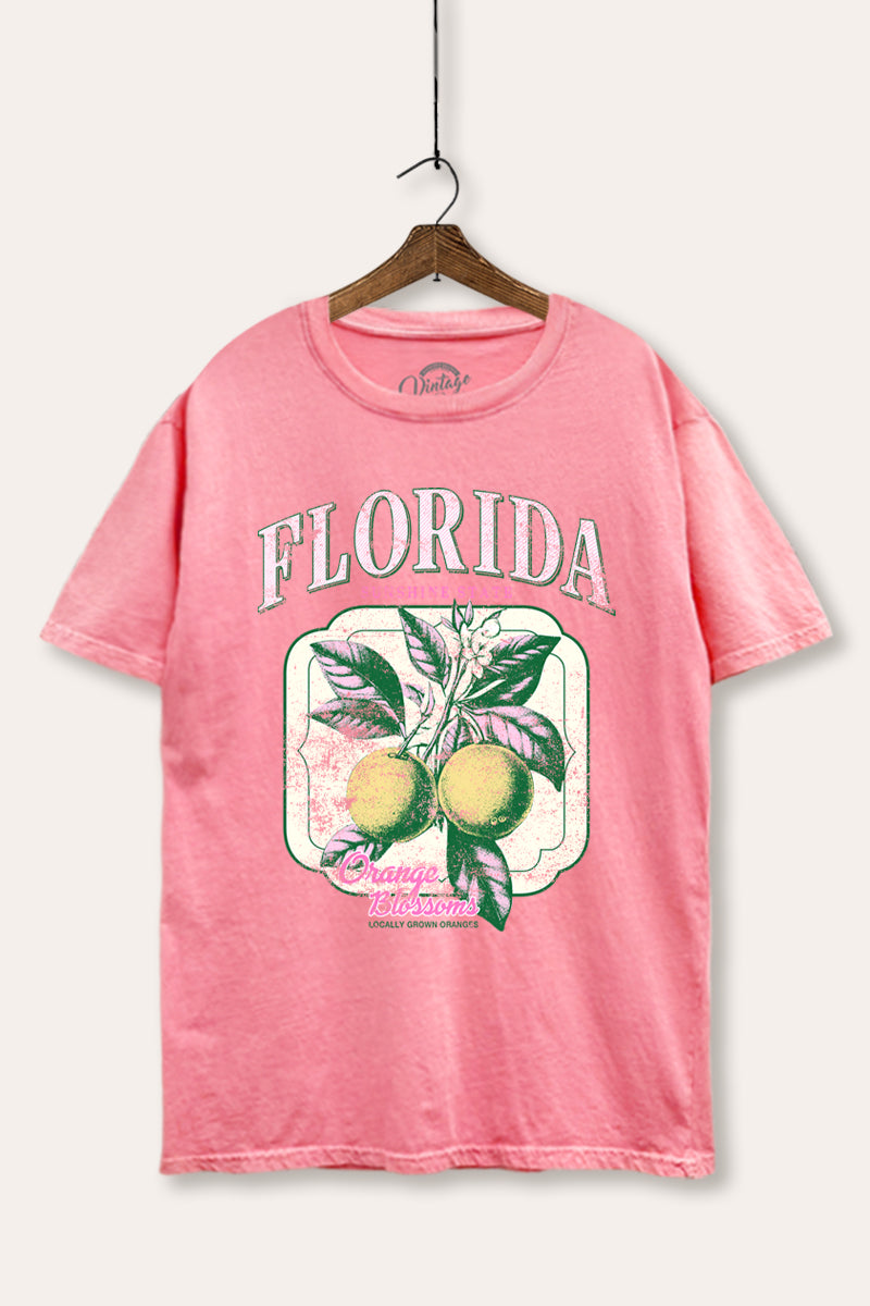 Florida Oranges Fruit Graphic Mineral Wash Boxy Tee