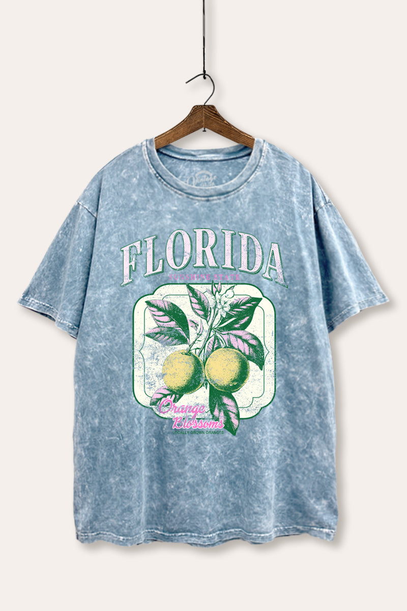 Florida Oranges Fruit Graphic Mineral Wash Boxy Tee