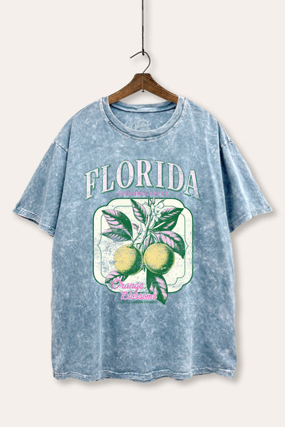 Florida Oranges Fruit Graphic Mineral Wash Boxy Tee