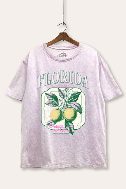 Florida Oranges Fruit Graphic Mineral Wash Boxy Tee