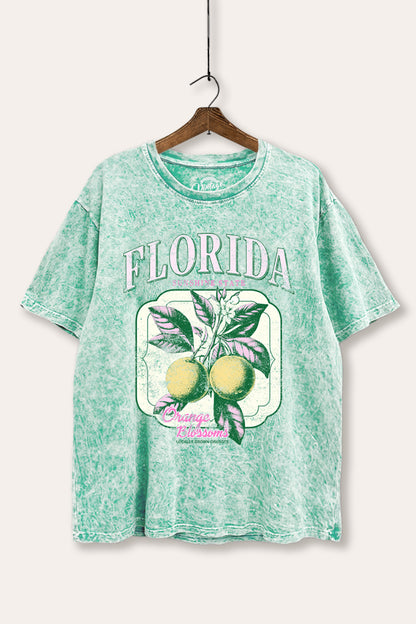 Florida Oranges Fruit Graphic Mineral Wash Boxy Tee