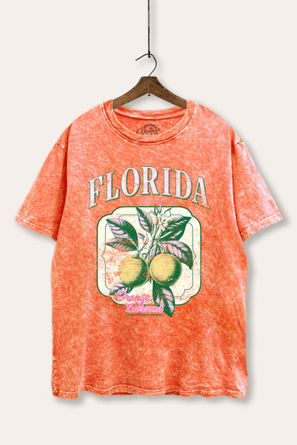 Florida Oranges Fruit Graphic Mineral Wash Boxy Tee