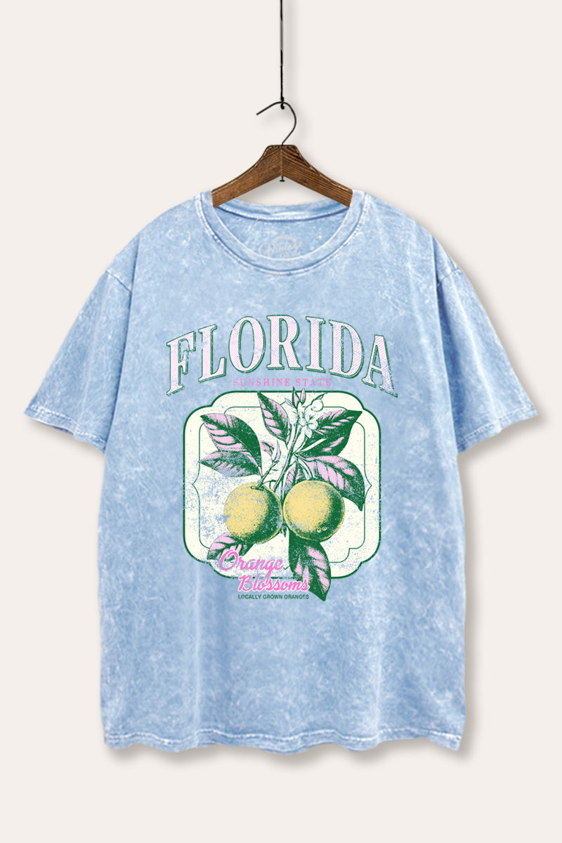 Florida Oranges Fruit Graphic Mineral Wash Boxy Tee