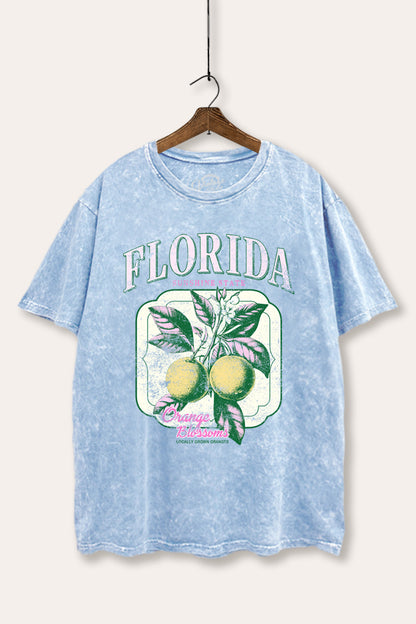 Florida Oranges Fruit Graphic Mineral Wash Boxy Tee