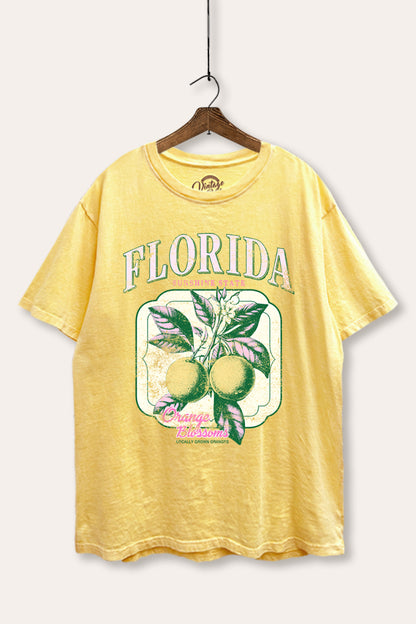 Florida Oranges Fruit Graphic Mineral Wash Boxy Tee