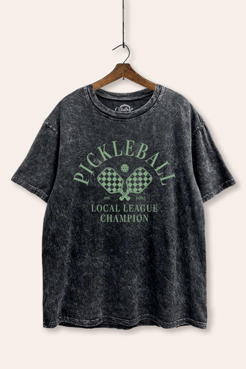 "pickleball champion" tie dye mineral wash boxy graphic tee