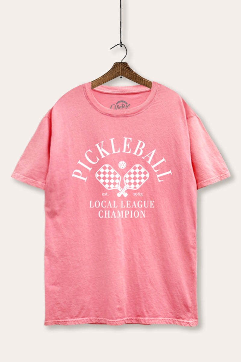 "pickleball champion" tie dye mineral wash boxy graphic tee