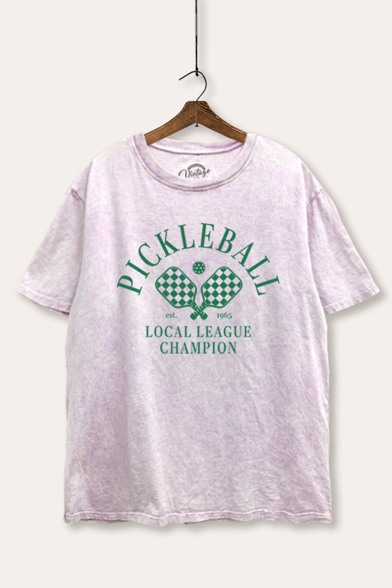"pickleball champion" tie dye mineral wash boxy graphic tee
