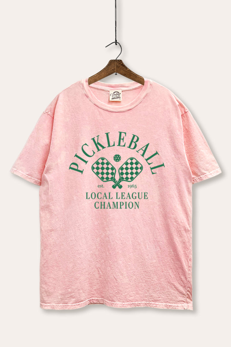 "pickleball champion" tie dye mineral wash boxy graphic tee