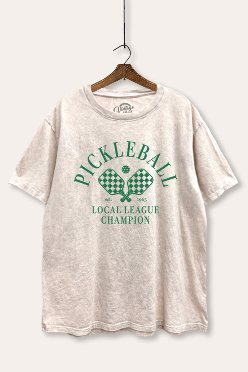 "pickleball champion" tie dye mineral wash boxy graphic tee