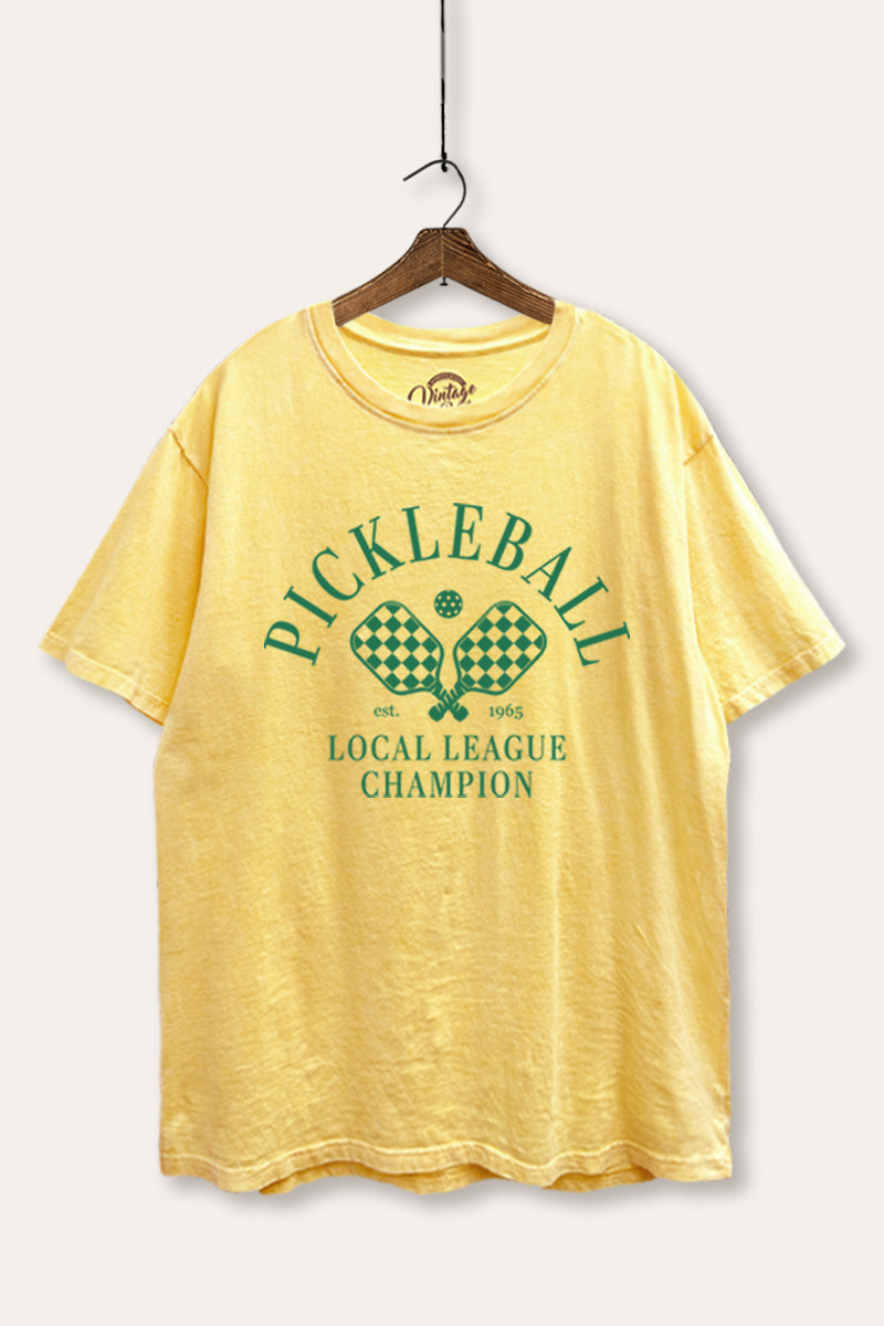 "pickleball champion" tie dye mineral wash boxy graphic tee