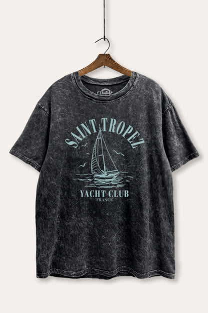 France Coastal Yacht Club Graphic Mineral Wash Boxy Tee
