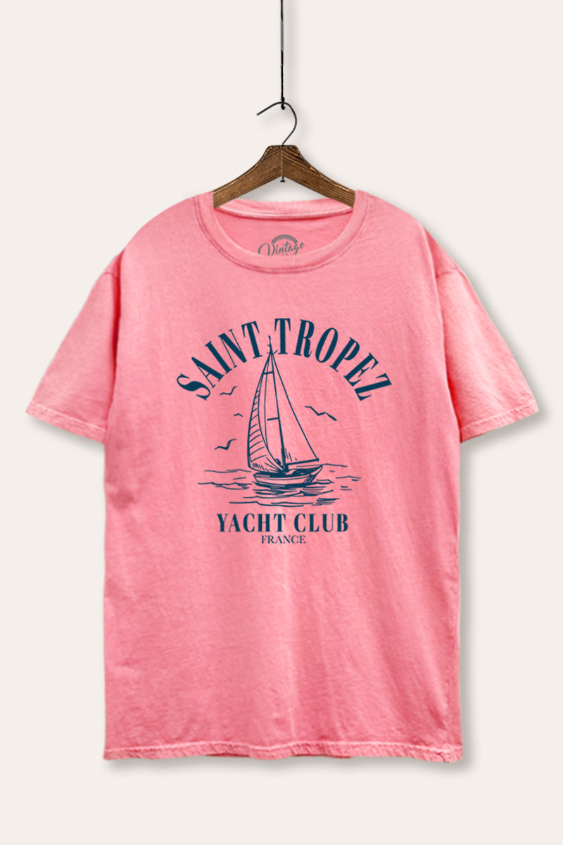"saint tropez yacht club" mineral wash boxy graphic tee