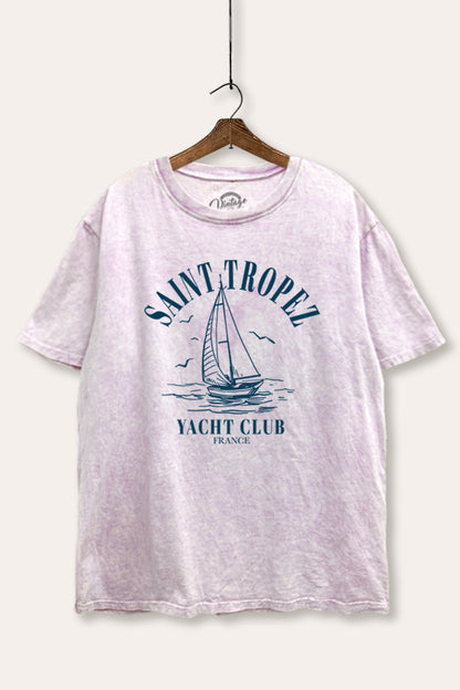 France Coastal Yacht Club Graphic Mineral Wash Boxy Tee