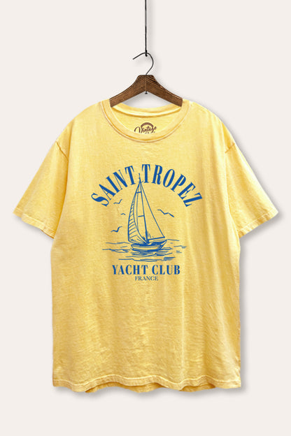France Coastal Yacht Club Graphic Mineral Wash Boxy Tee