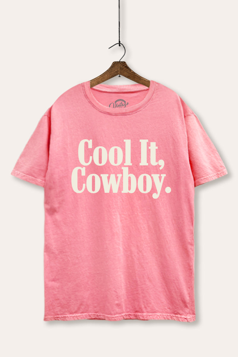 Cool It Cowboy Western Graphic Mineral Wash Boxy Tee