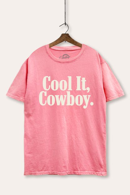 Cool It Cowboy Western Graphic Mineral Wash Boxy Tee