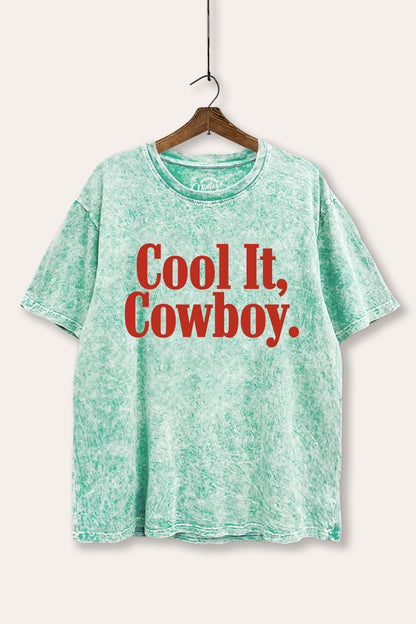 Cool It Cowboy Western Graphic Mineral Wash Boxy Tee