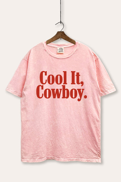 Cool It Cowboy Western Graphic Mineral Wash Boxy Tee