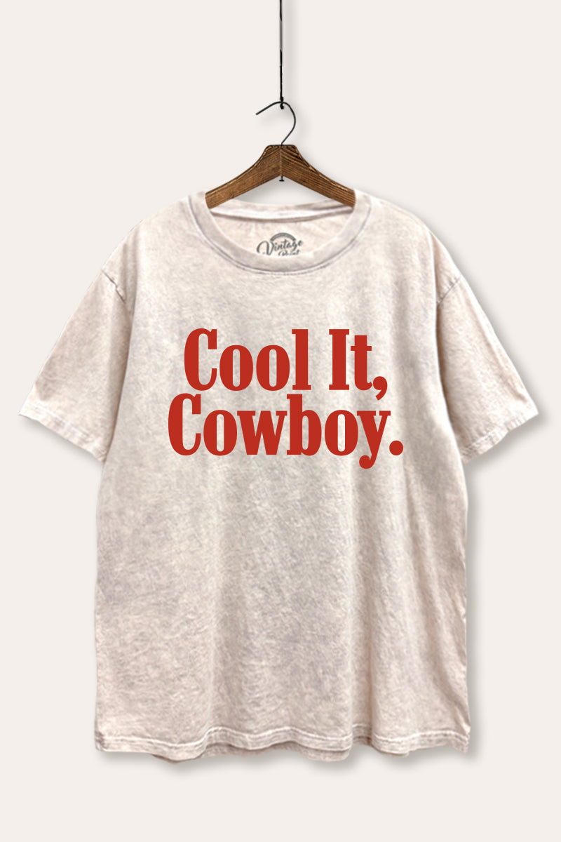 "cool it cowboy" tie dye oversized boxy graphic tee