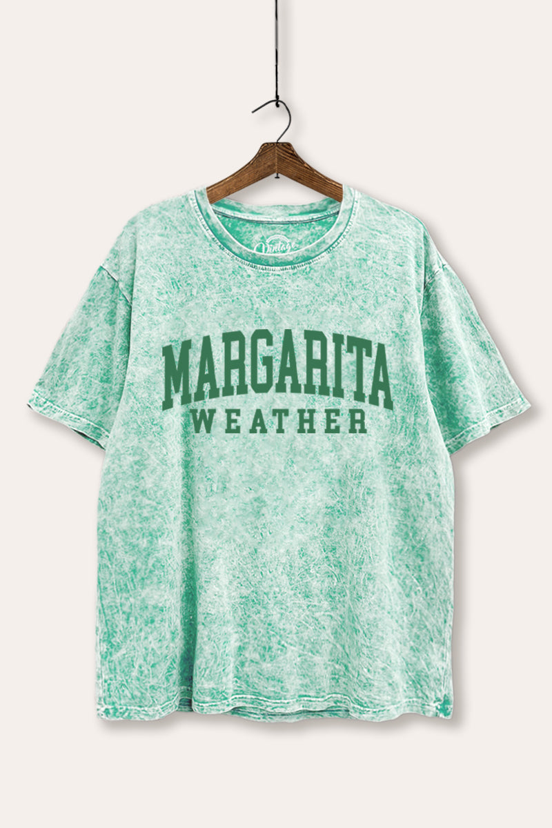 "margarita weather" mineral wash boxy graphic tee
