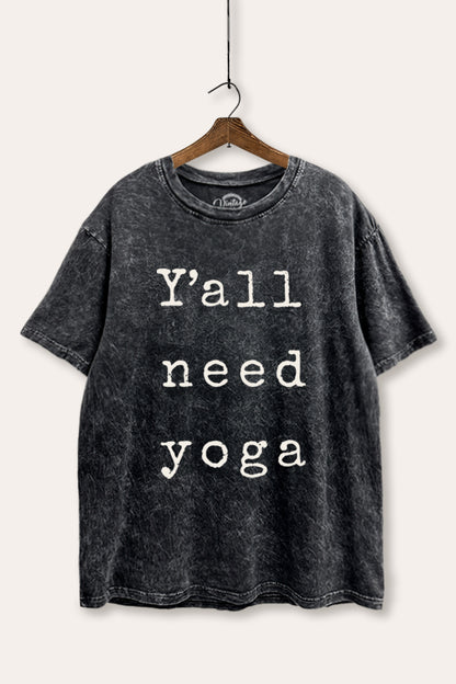 Y'all Need Yoga Graphic Mineral Wash Boxy Tee