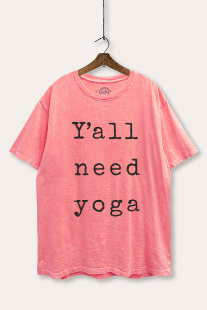 Y'all Need Yoga Graphic Mineral Wash Boxy Tee