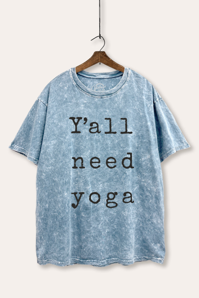 Y'all Need Yoga Graphic Mineral Wash Boxy Tee