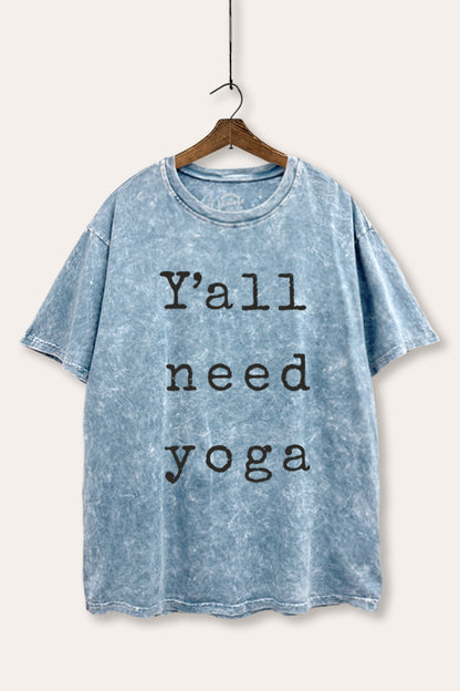 Y'all Need Yoga Graphic Mineral Wash Boxy Tee