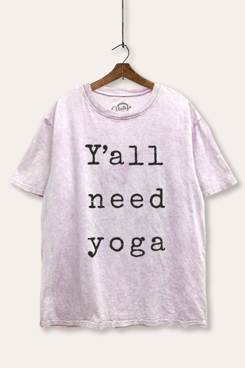 Y'all Need Yoga Graphic Mineral Wash Boxy Tee