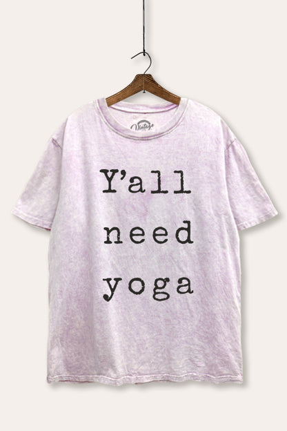 Y'all Need Yoga Graphic Mineral Wash Boxy Tee