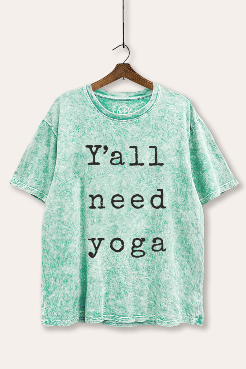 Y'all Need Yoga Graphic Mineral Wash Boxy Tee