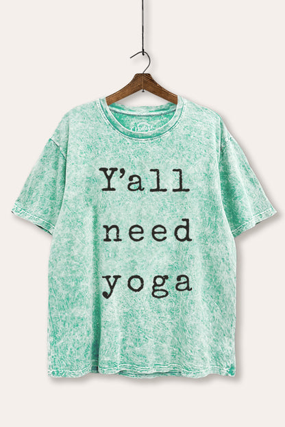 Y'all Need Yoga Graphic Mineral Wash Boxy Tee